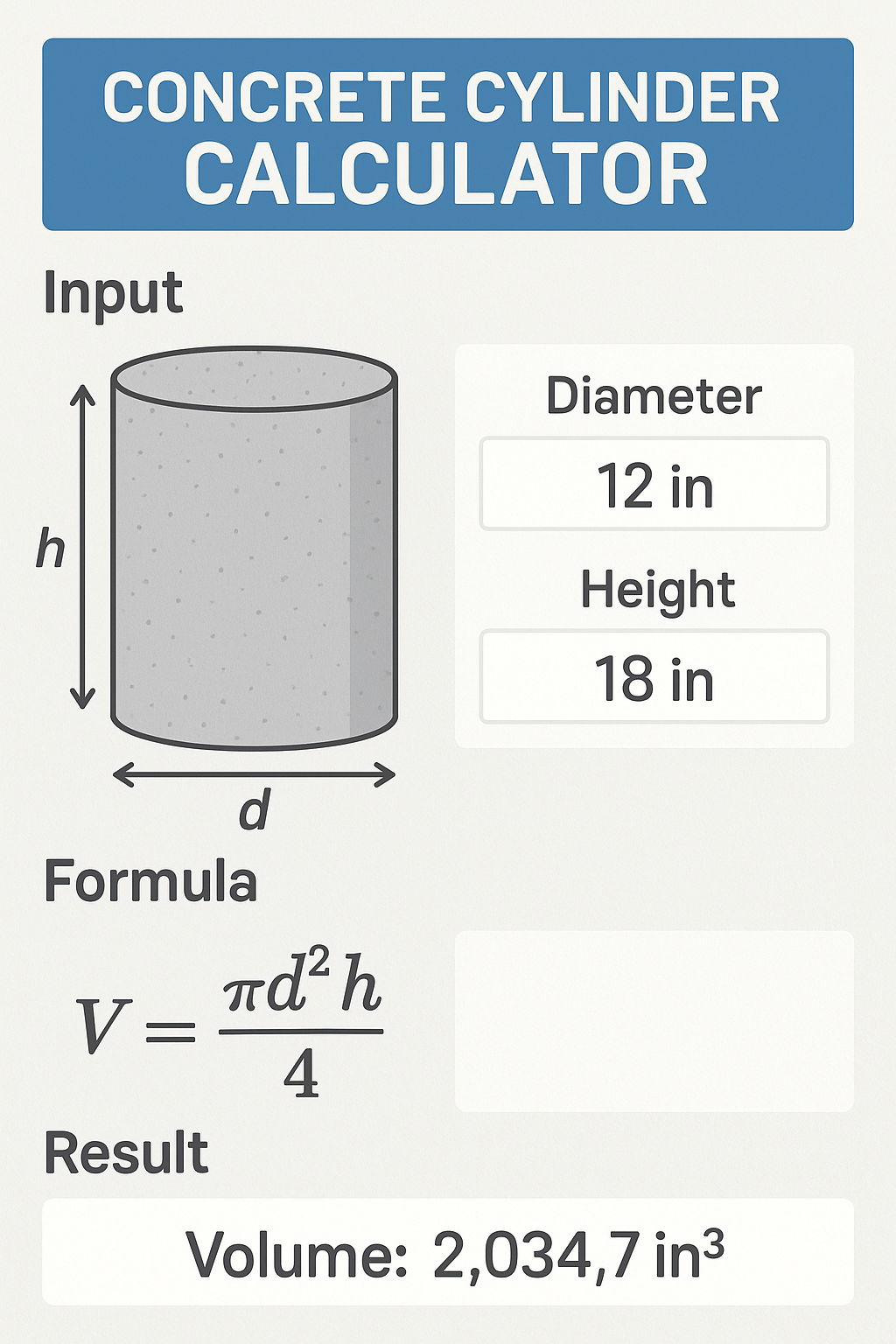 Concrete Cylinder Calculator