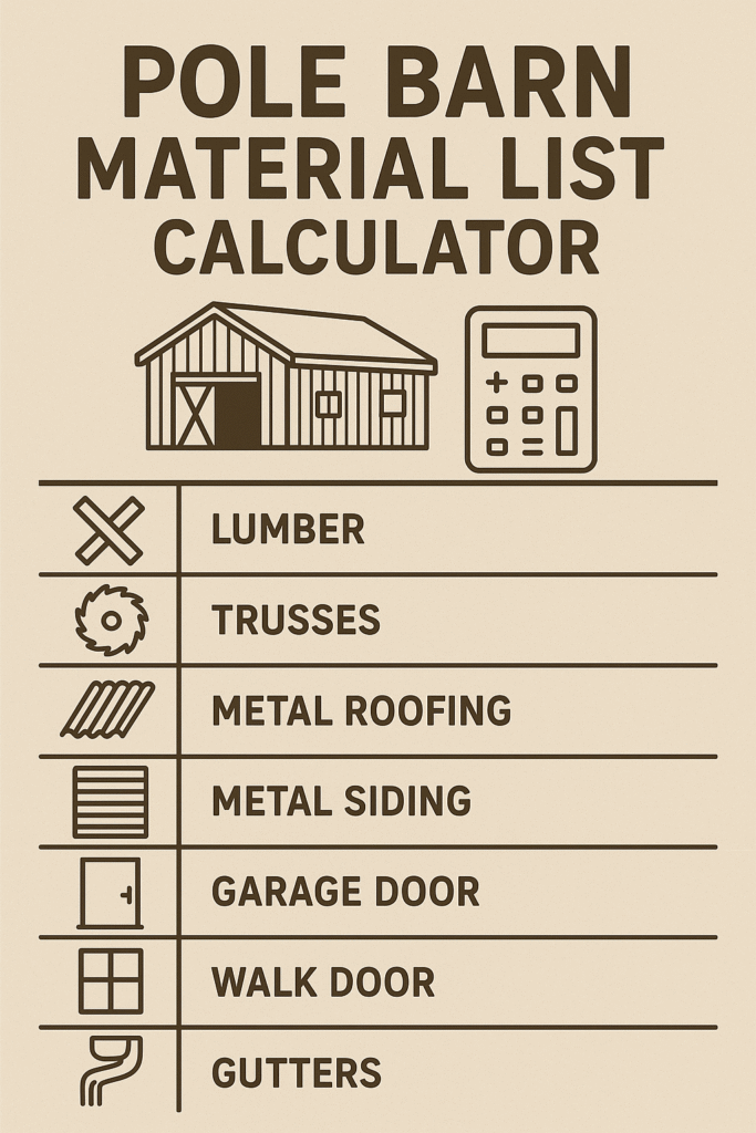 pole barn material list calculator